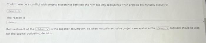 its copital budget, and you have been asked to do the analysis.