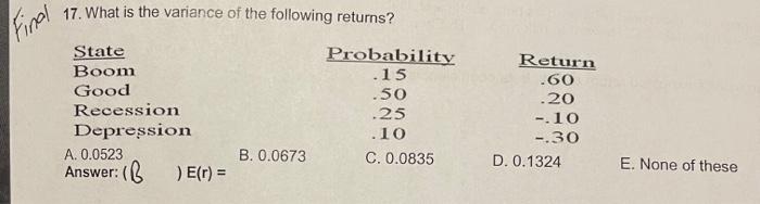get the answer along with the formula, thanks. 16. What is the