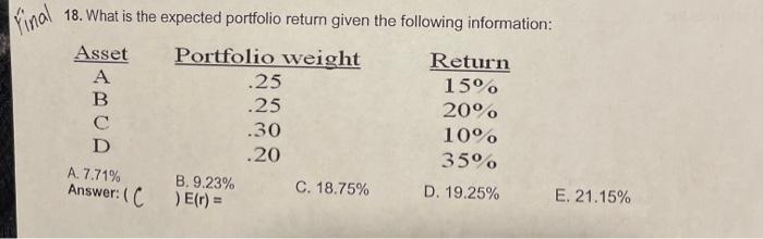 risk premium for the following returns if the risk-free rate is 5%?
