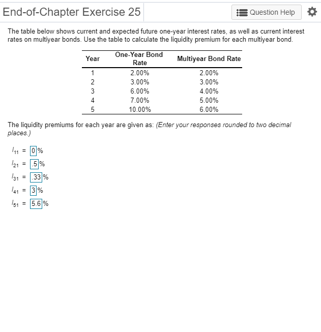  End-of-Chapter Exercise 25 Question Help The table below shows current and