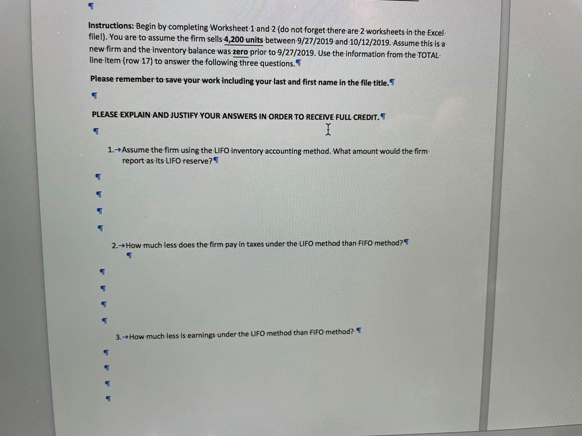  T Instructions: Begin by completing Worksheet 1 and 2 (do not