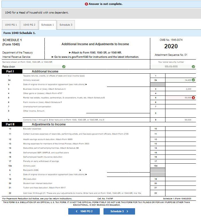 apartment building. This year Reba received $50,000 of rental payments from tenants