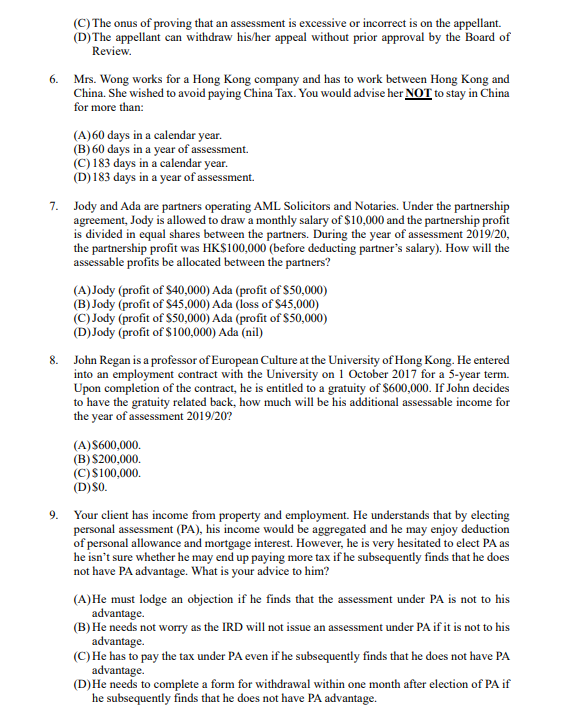marks) 1. Mr. Siu, a Hong Kong resident, married his wife in