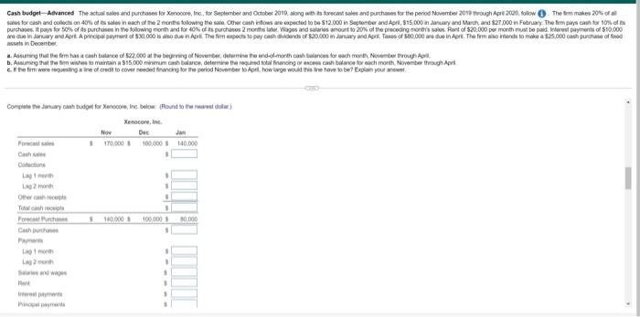 is forecasts and purchases for the period November 2019 through April 2020,