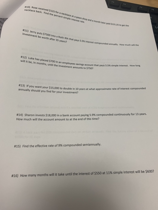 please answer received $125 for a necklace at a pawn shop and