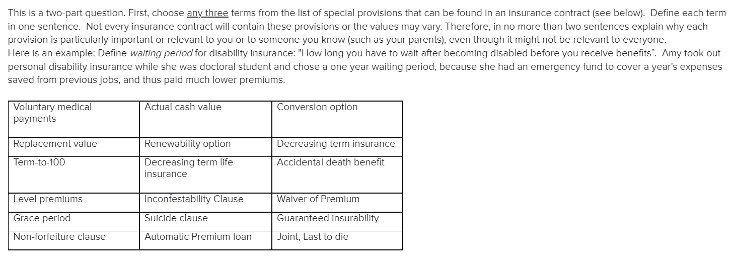 This is a two-part question. First, choose any three terms from