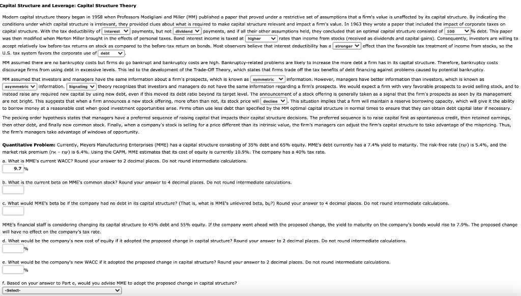 . Capital Structure and Leverage: Capital Structure Theory Modem capital structure