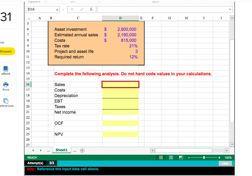 ? X 31 Calculating NPV - Excel FORMULAS DATA REVIEW - Sign