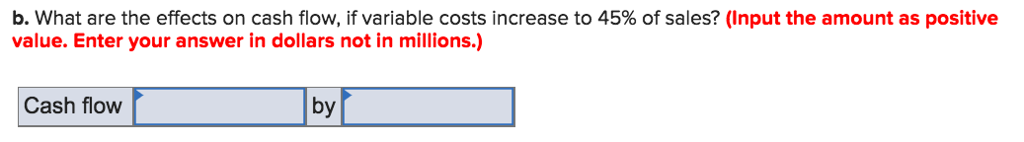 generates sales of $4 million, variable costs equal 30% of sales, and