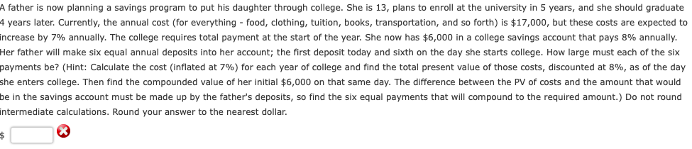 A father is now planning a savings program to put his