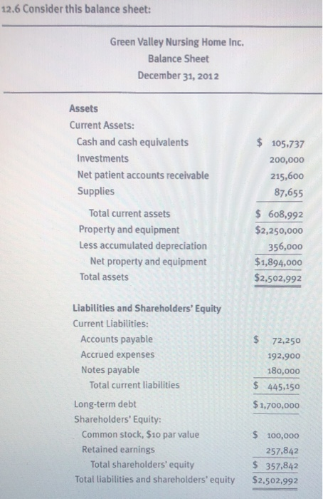 Can you please explain the answer on an Excel spreadsheet? 12.6 Consider