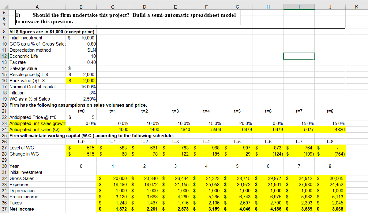mention question using excel and please show the formulas and steps to