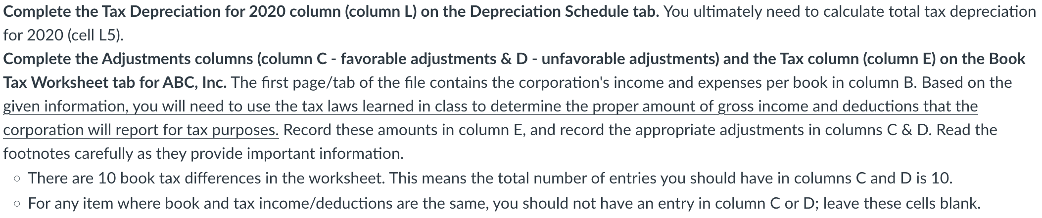 Adjustments Tax 3 Description (Dr) Cr (Dr) Fav. Cr - Unfav. (Dr)