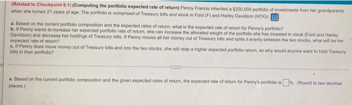 solve a,b,c (Related to Checkpoint 8.1) (Computing the portfolio expected rate of
