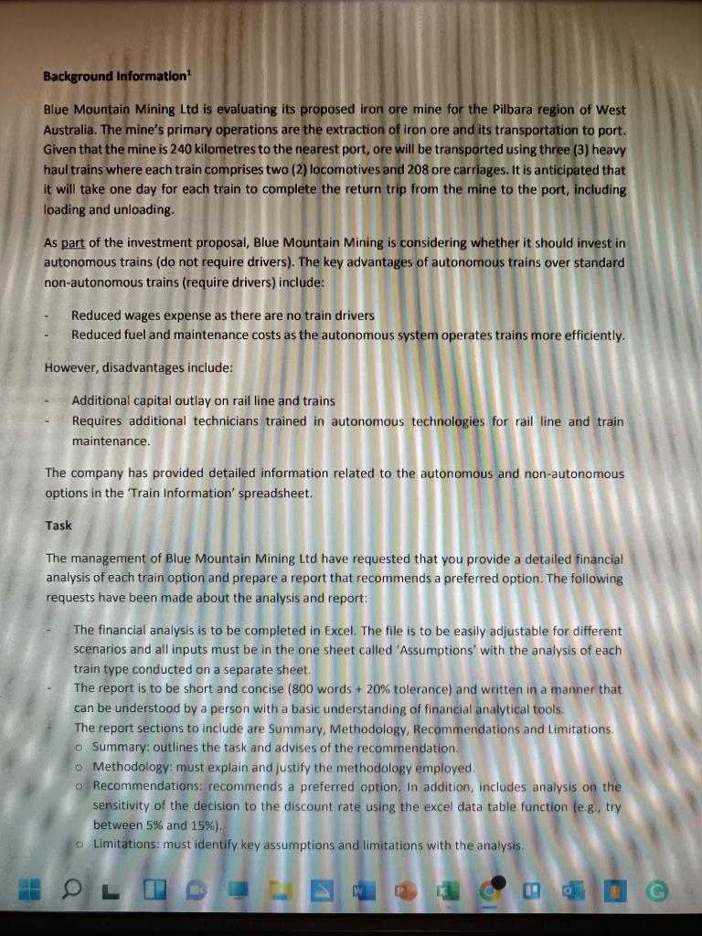  Background Information Blue Mountain Mining Ltd is evaluating its proposed iron