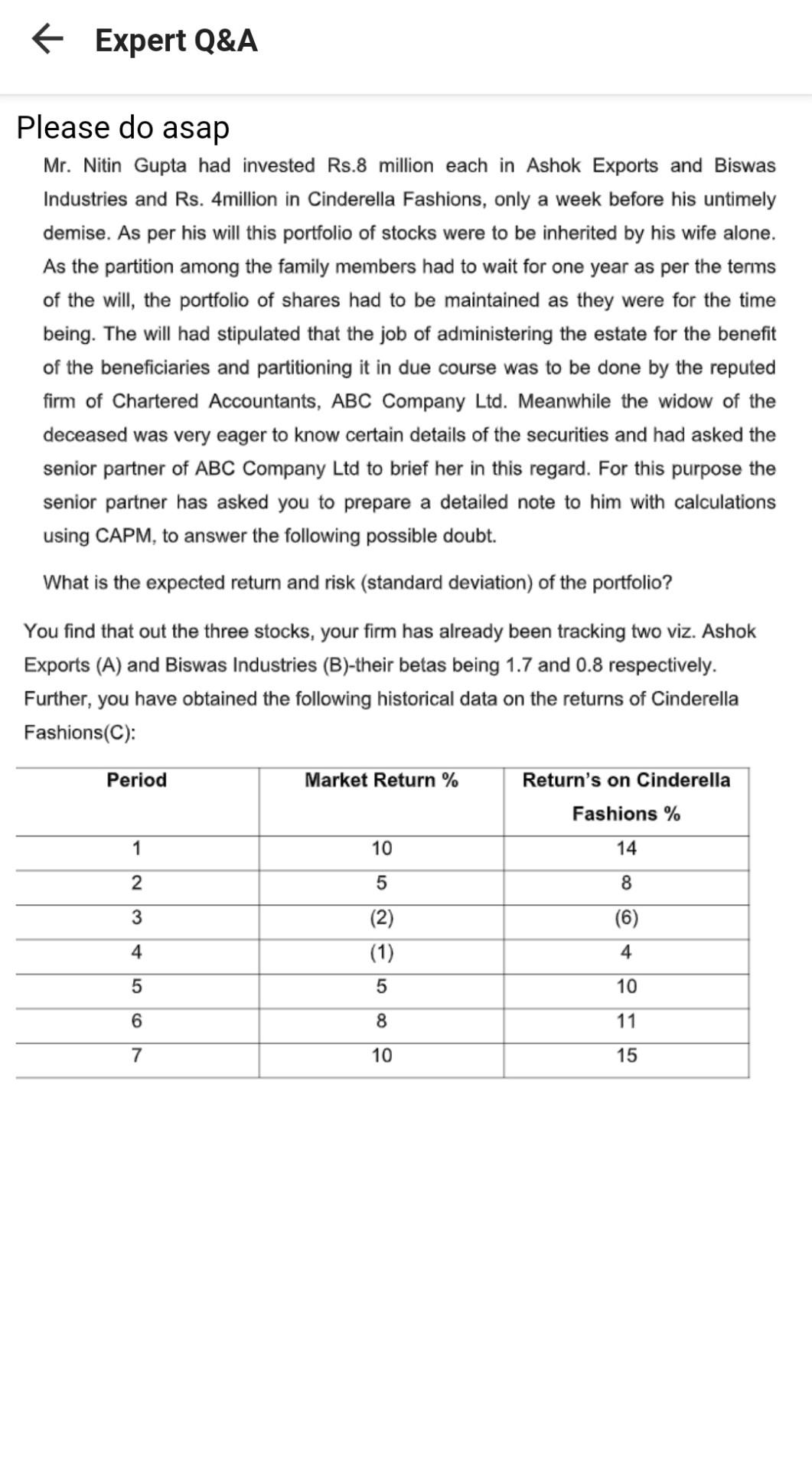 + Expert Q&A Please do asap Mr. Nitin Gupta had invested