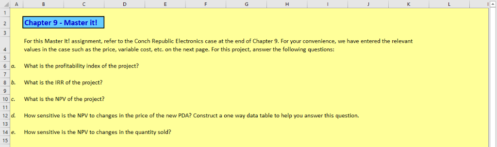 Master It! Excel Chapter Question is in first image, please show how
