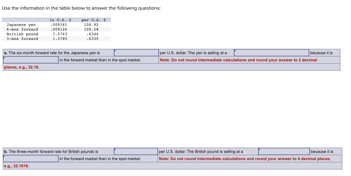 Use the information in the table below to answer the following