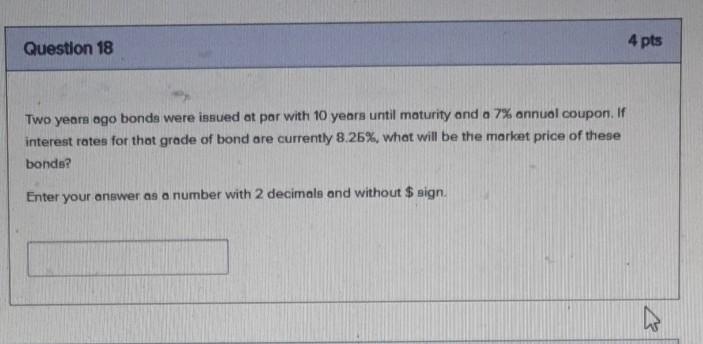 show formula and calculation Question 18 4 pts Two years ago