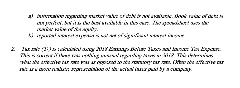 WACC and the affect in changes of the components of WACC. The