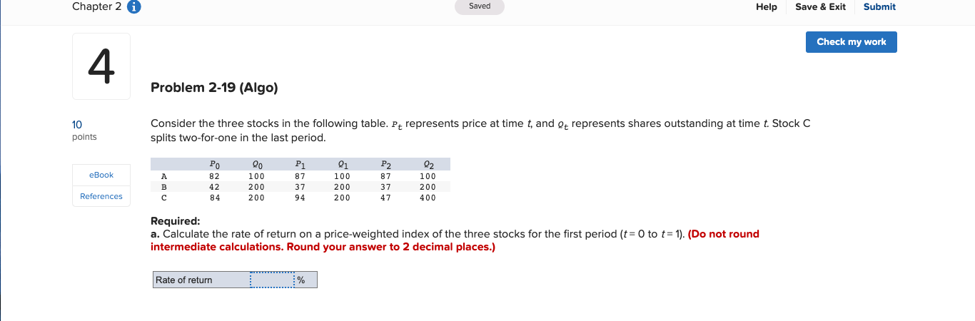  Chapter 2 0 Saved Help Save & Exit Submit Check my