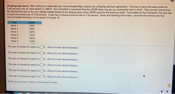  (Floating-rate loans) After looking at a fixed rate loan, Ace Campbell