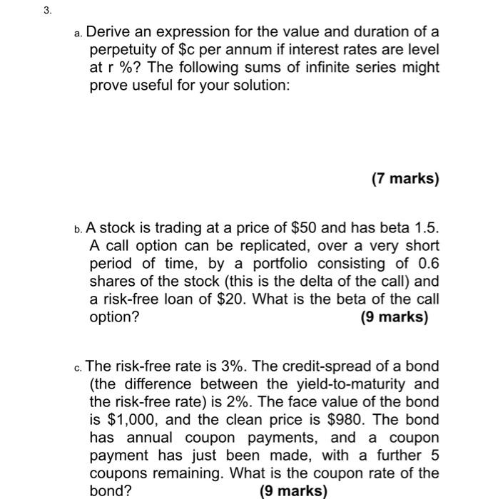  3. 3 a. Derive an expression for the value and duration