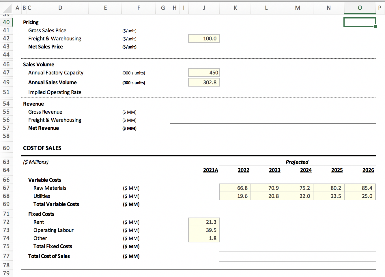contains assumptions to build an Income Statement forecast for Chalten Ltd for