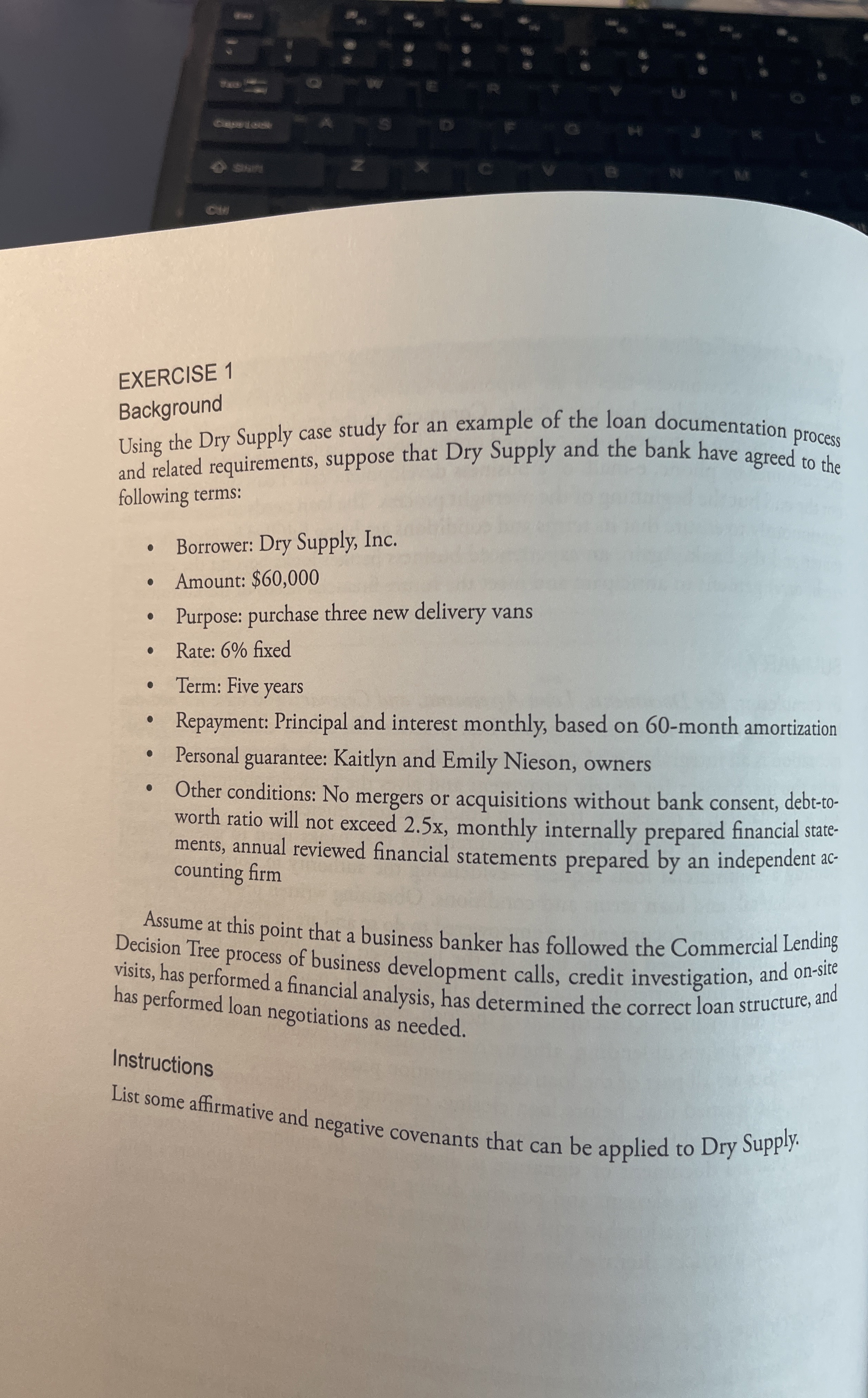 EXERCISE 1 Background Using the Dry Supply case study for an
