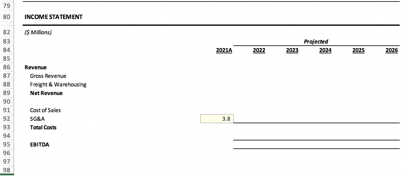 the 2022 2026 period. Using the assumptions provided, please: [2 marks] Build