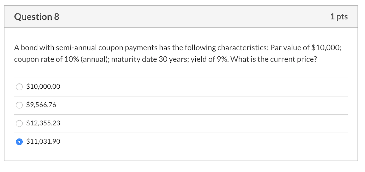 of 7%, paid annually. Based on a market rate (yield) of 6%,