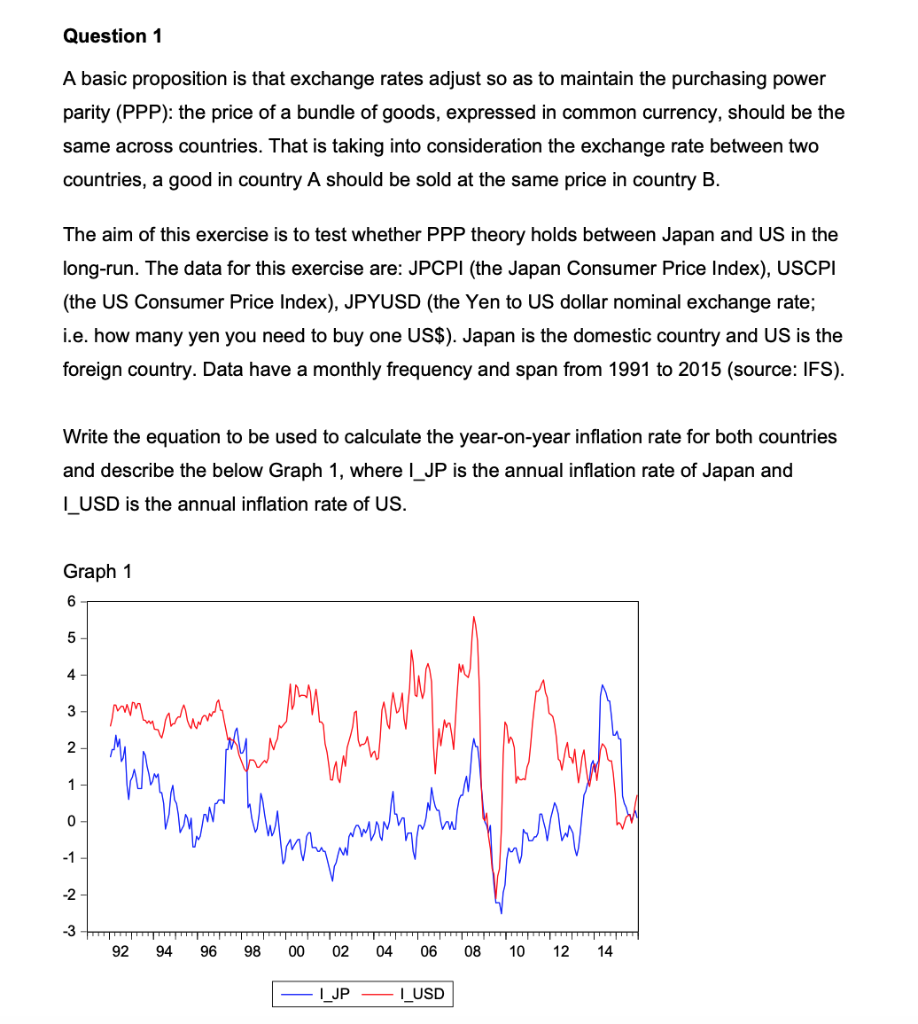  Question 1 A basic proposition is that exchange rates adjust so