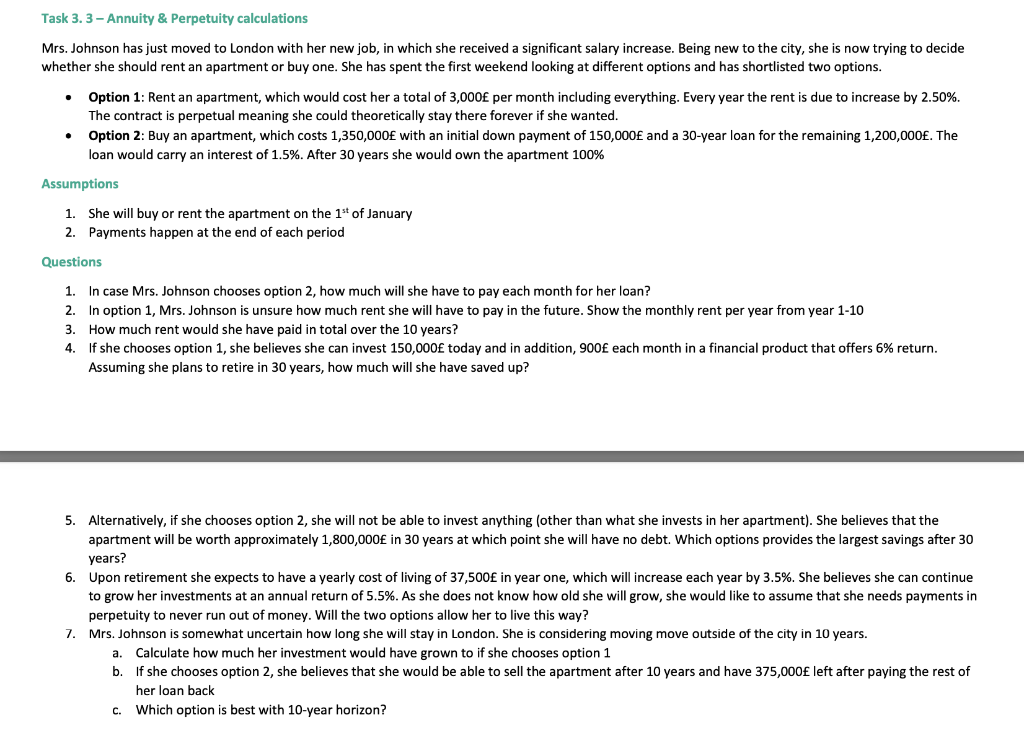 DO IT IN EXCEL PLEASE!!! Task 3. 3 - Annuity & Perpetuity