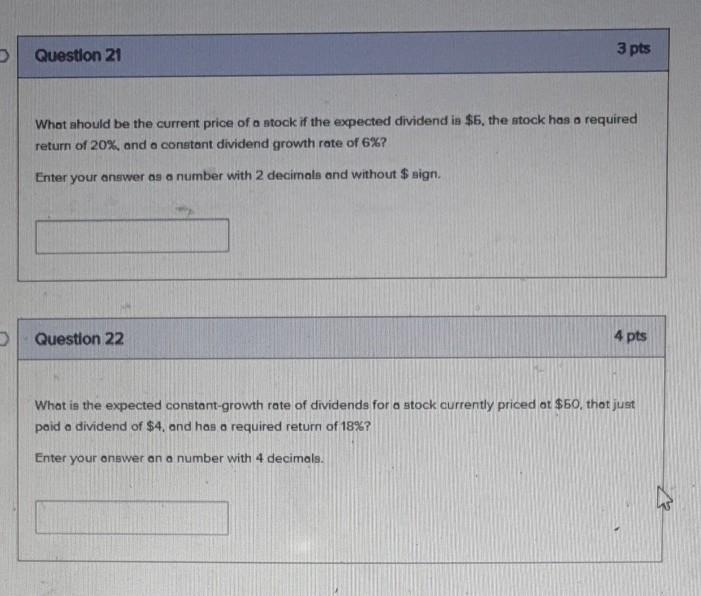 show calculation and formula Question 21 3 pts What should be