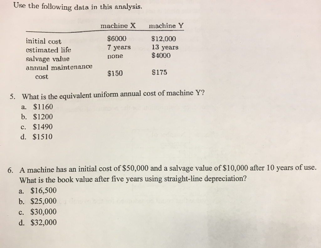Use the following data in this analysis. machine X machine Y