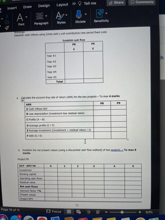 Ltd is evaluating a number of capital investment opportunities. Two of projects