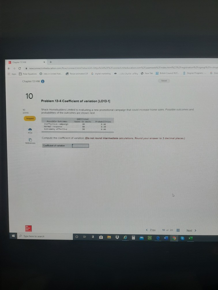 answer 20 not 10 pleases + Chapter 13 HW X +