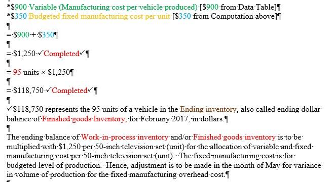 Click the icon to view the variable manufacturing cost data.) TV Plus