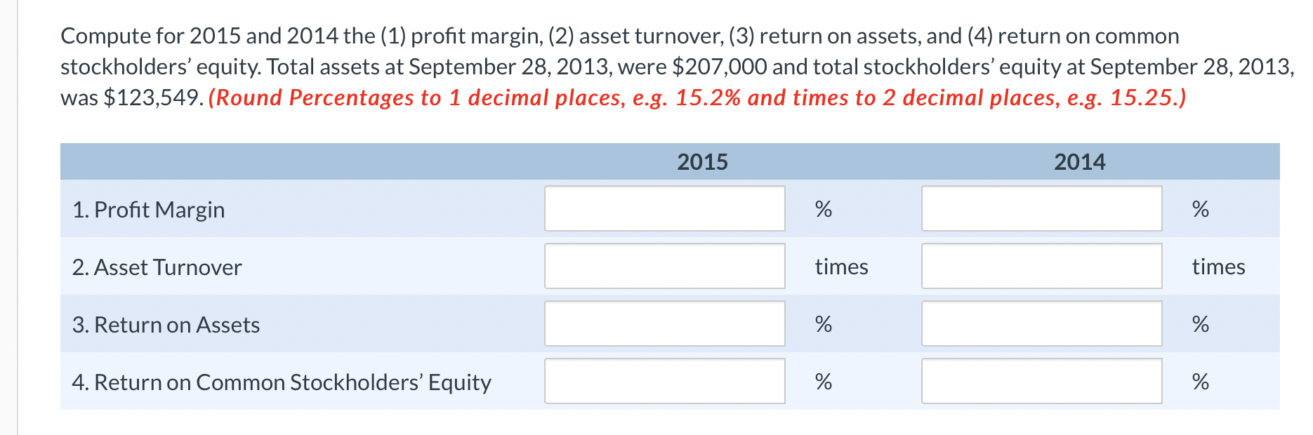 of (1) net sales and (2) net income. (Round percentages to O