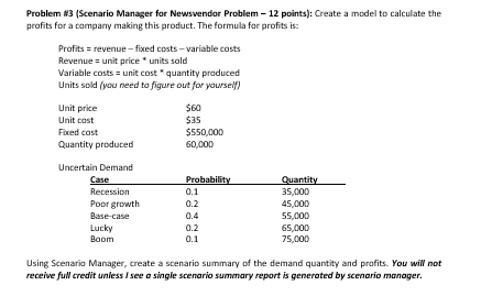 the answer! Here is the information to create the spreadsheet needed for