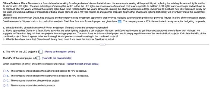  Q5 ch 10 Ethics Problem Daane Dennison is a financial analyst