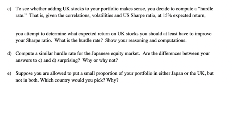 UK and Japanese stock market: US UK Japan Means St. Dev. 0.1355