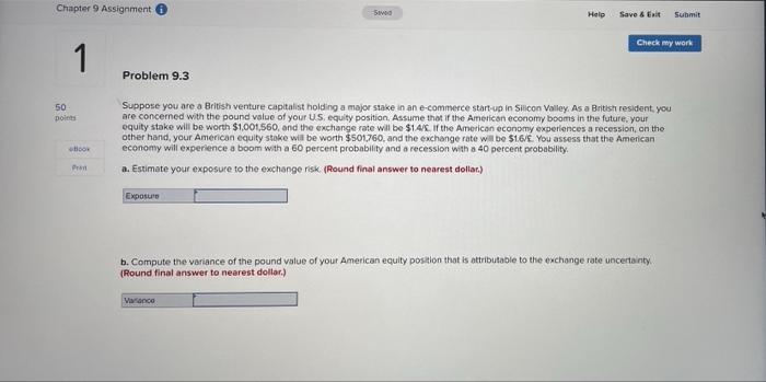  Chapter 9 Assignment Sved Help Save & Exit Submit Check my