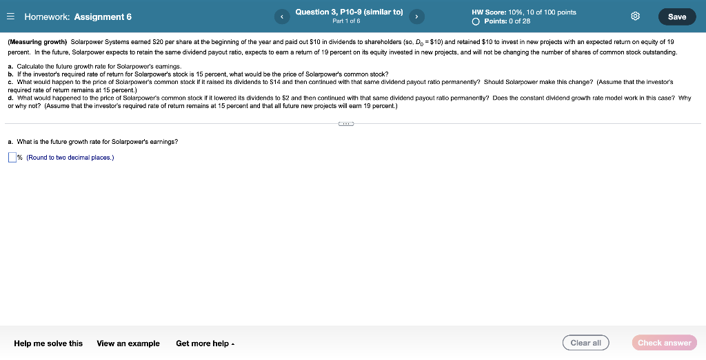  = Homework: Assignment 6 Question 3, P10-9 (similar to) Part 1