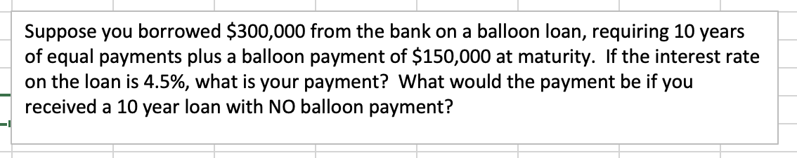 USE EXCEL FUNCTION Suppose you borrowed $300,000 from the bank on a