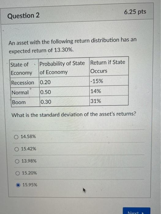 Q2 Please show work and explain answer 6.25 pts Question 2 An