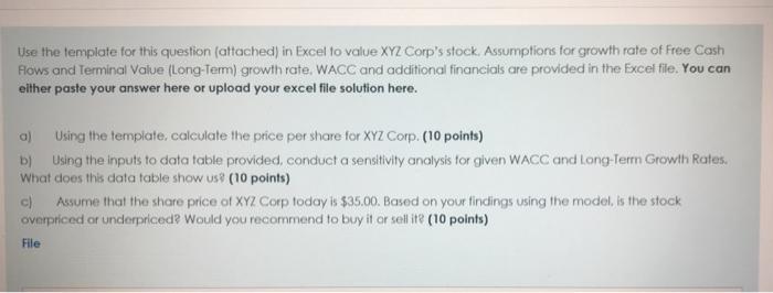 please emergency !!! Use the template for this question (attached) in Excel