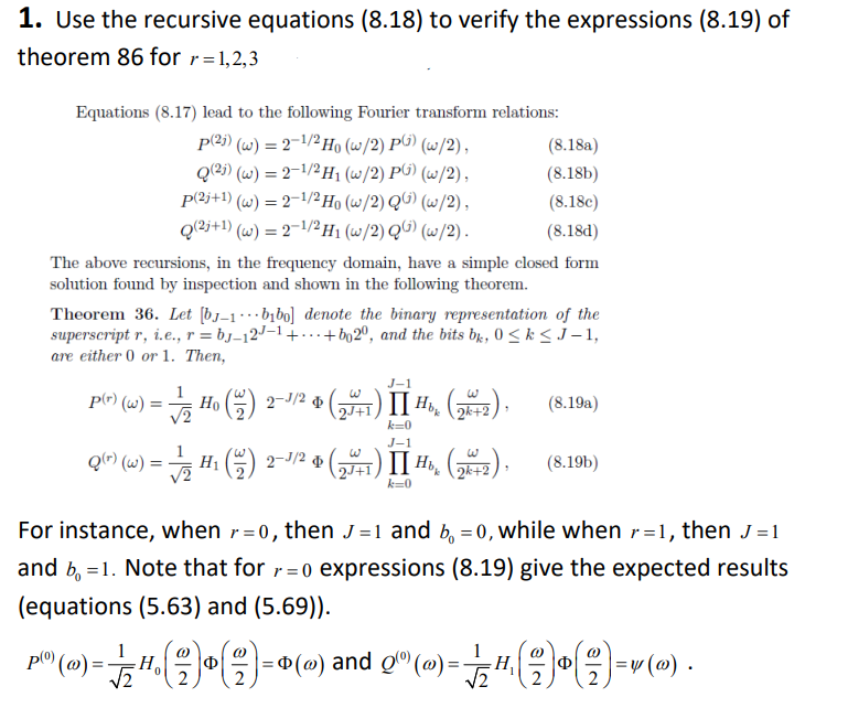  SHOW ALL WORK PLEASE! 1. Use the recursive equations (8.18) to