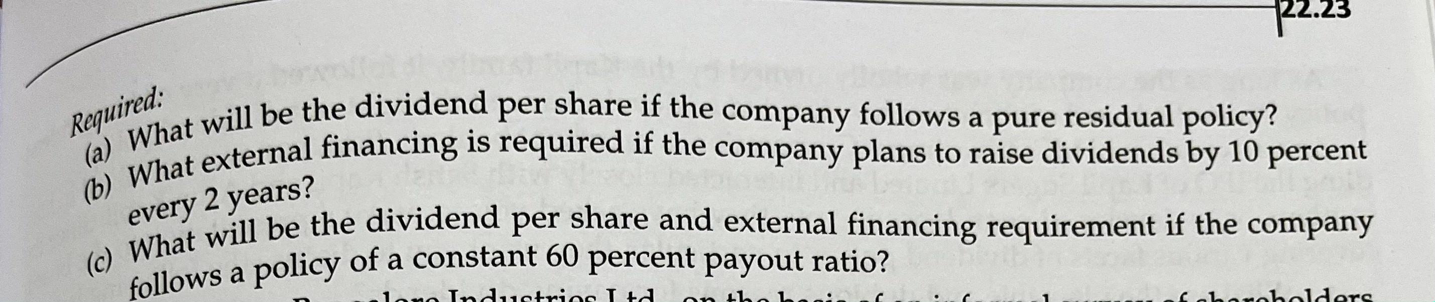 and calculation. PROBLEMS 22.1 Dividend Per Share Akshay Ltd expects that its