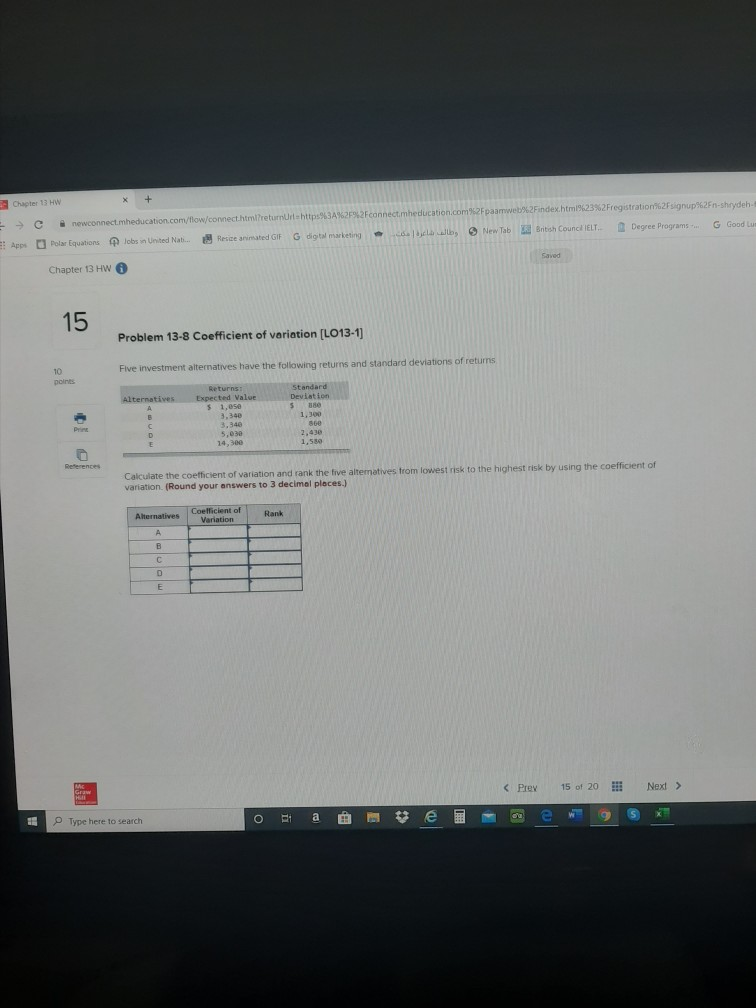  Chapter 13 HW X + e newconnect.mheducation.com/flow/connect.html?returnUrl=https3A%2F%2Fconnectmheducation.com%2Fpaamweb%2Findex.htm19623%2Fregistration 2signup%2Fn-shrydel Polar Equations Jobs